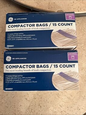 Heavy Duty 18 Gallon Trash Compactor Bags, 2 Pack, Fits 15" Compactors & Cans